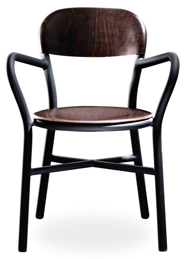 Levně MAGIS - Židle PIPE s dřevěným sedákem a područkami - černá