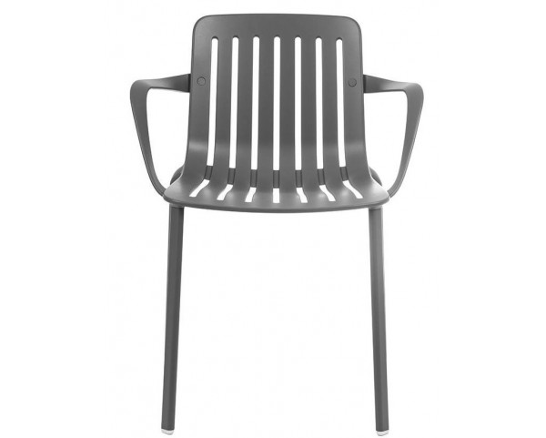 Židle PLATO s područkami - šedá metalická