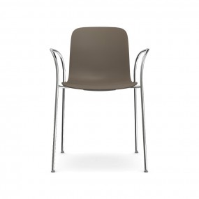 SUBSTANCE chair with armrests and chrome base - beige