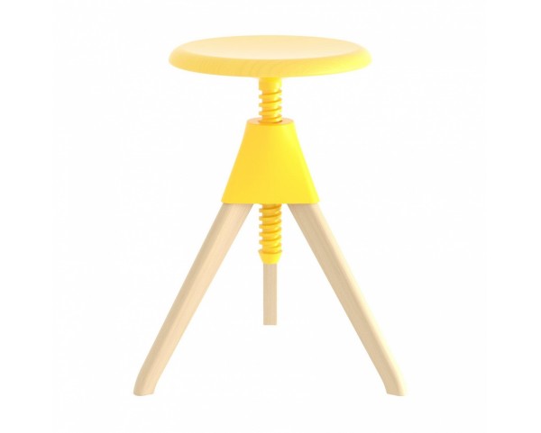Barová židle JERRY - The Wild Bunch - buková se žlutým šroubem a sedákem
