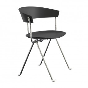 Židle OFFICINA - černá s galvanizovanou podnoží