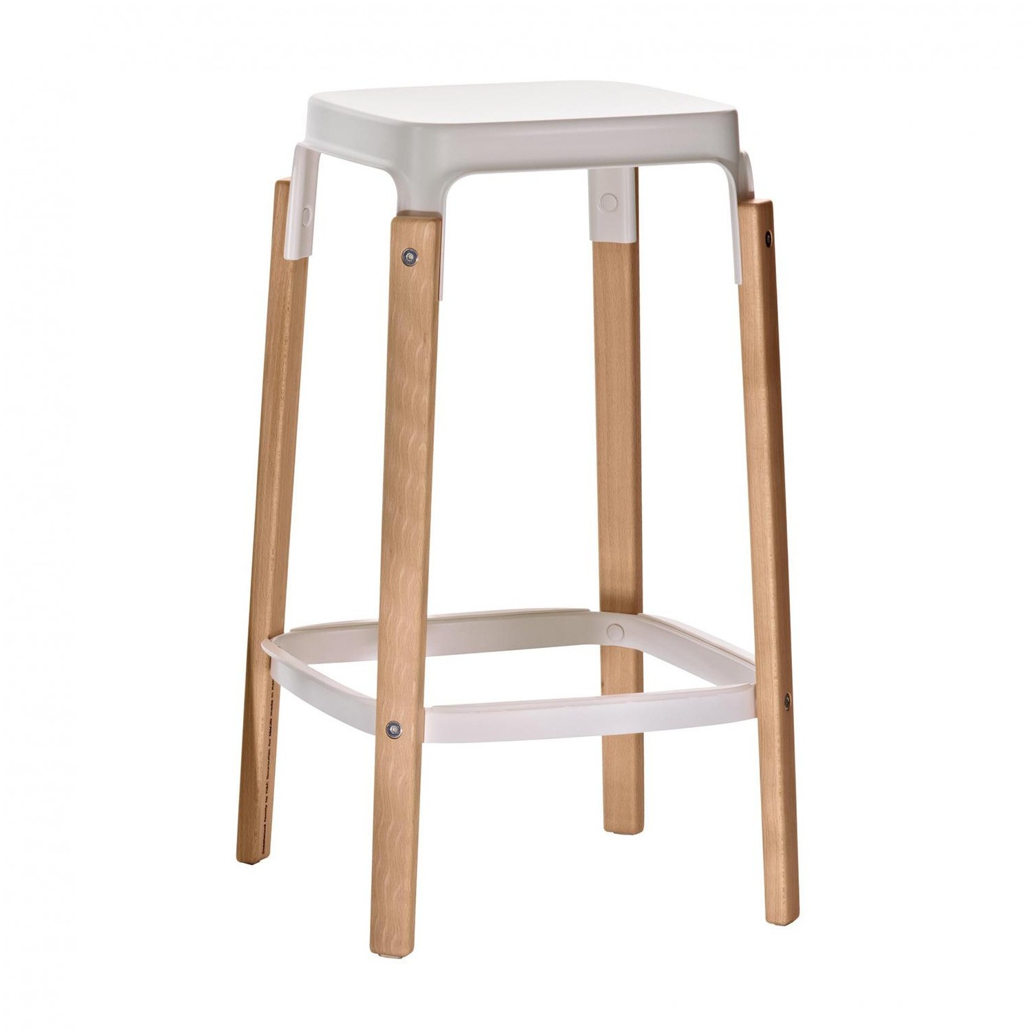 Levně MAGIS - Barová židle STEELWOOD STOOL nízká - bílá s bukovými nohami