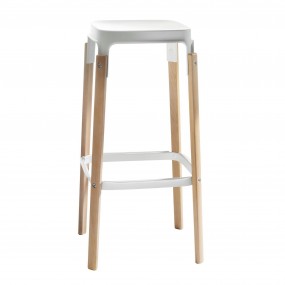 STEELWOOD STOOL high bar stool - white with beech legs