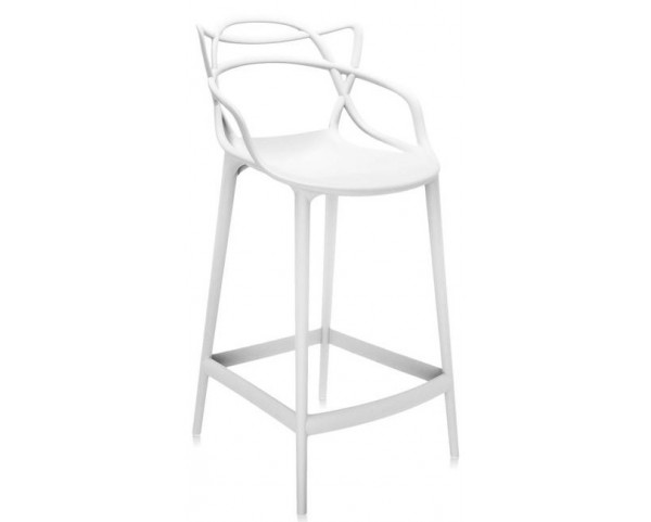 Masters low bar stool, white