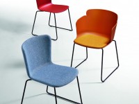 Dvoubarevná čalouněná židle CALLA s kovovou ližinovou podnoží - 2