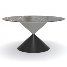 Round table Clessidra metal base, Ø 150/180 cm