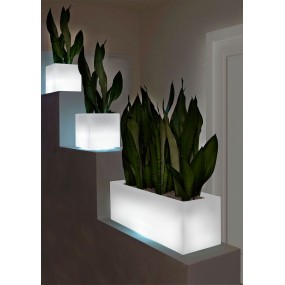 Luminous planter MINI KUBE Indoor, 20x20x20 cm