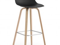 Barová židle MIUNN nízká s dřevěnou podnoží - 3