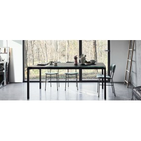 Extendible table MORE 140/190/240/290x90 cm, Fenix/walnut