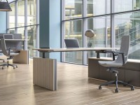 MOTION EXECUTIVE height adjustable table with cabinet - veneer - 2