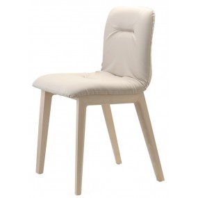 Židle ALICE POP NATURAL - béžová koženka/dřevo
