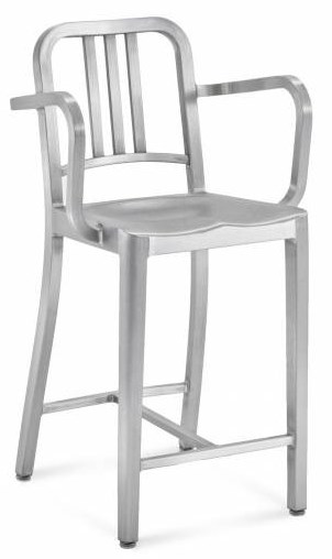 Levně EMECO - Nízká barová židle s područkami NAVY
