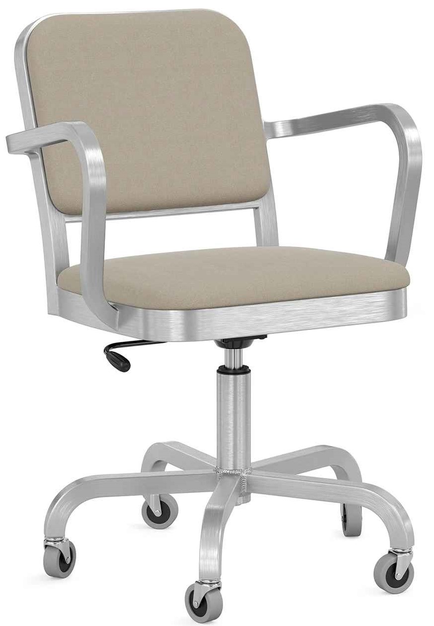 EMECO - Čalouněná židle na kolečkách s područkami NAVY