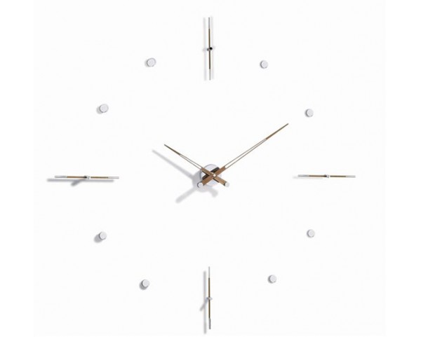 Clock MIXTO-n chrome-plated with wooden handles Ø 125-155 cm
