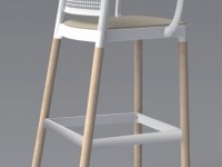 Bar stool PANAMA BLB - high, white/beech - 2