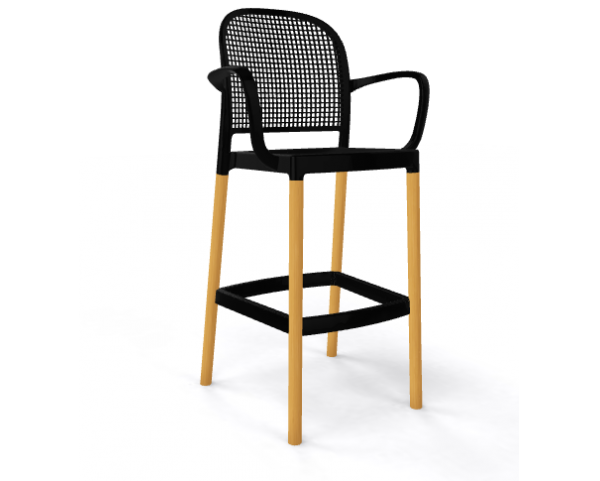Barová židle PANAMA BLB - vysoká, černá/buk