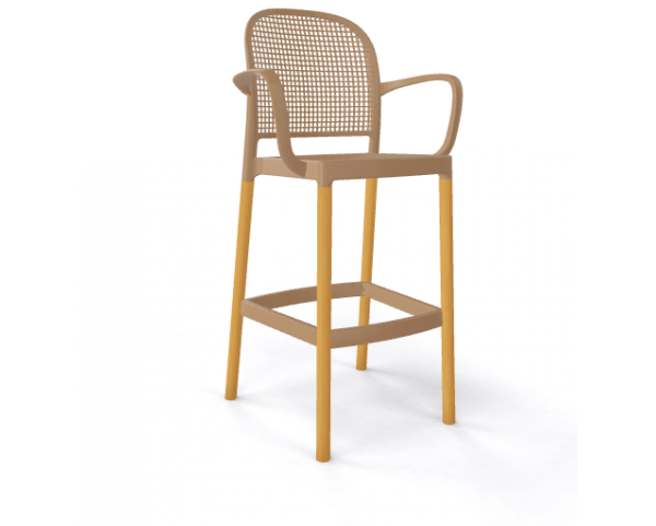 Barová stolička PANAMA BLB - vysoká, hnedá/bukové drevo