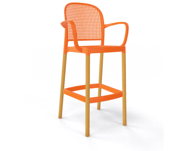 Barová židle PANAMA BLB - vysoká, oranžová/buk