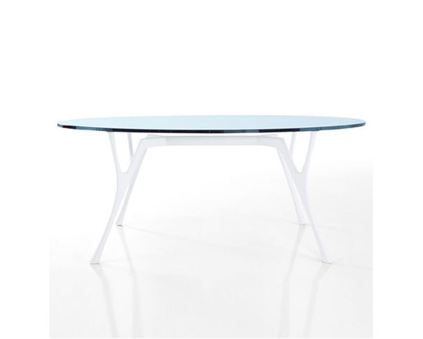 Stôl PEGASO so sklenenou doskou - oválny