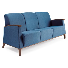 Sofa MAMY 57-103/1 with wooden armrests - three-seater