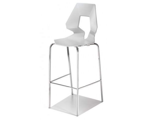 Barová stolička PRODIGE - nízka, biela/chróm