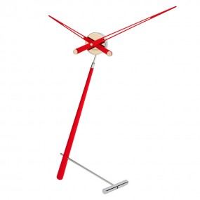 Clock PUNTERO-l chrome steel with wooden lacquered hands Ø 74 cm