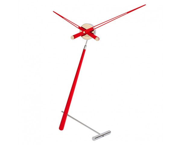 Clock PUNTERO-l chrome steel with wooden lacquered hands Ø 74 cm