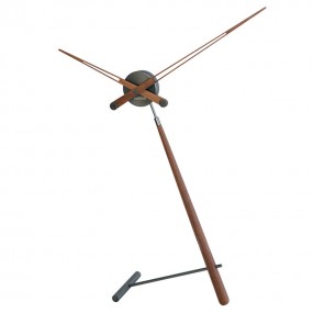 Clock PUNTERO-T graphite steel with wooden hands Ø 74 cm