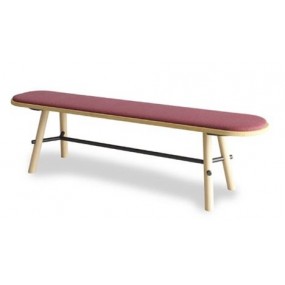 RECORD upholstered bench with wooden base