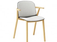 Židle RELIEF čalouněná s dřevěnou podnoží a područkami - 2