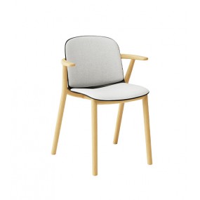 RELIEF upholstered chair with wooden base and arms