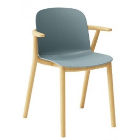 RELIEF chair with wooden base and armrests