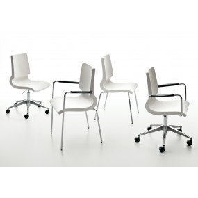 Otočná čalouněná židle na kolečkách s područkami RICCIOLINA 3541