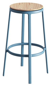 Levně INFINITI - Barová židle ROUND & ROUND s dřevěným sedákem - vysoká