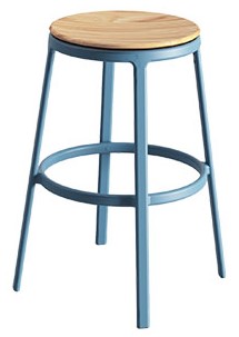 Levně INFINITI - Barová židle ROUND & ROUND s dřevěným sedákem - nízká