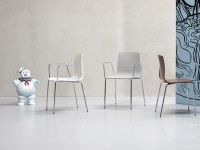 Židle ALICE s područkami - světle béžová/chrom - 3