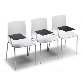 Židle ALICE s psacím stolkem - bílá/chrom