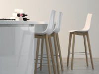 Barová stolička ZEBRA ANTISHOCK NATURAL nízka - biela/buk - 2
