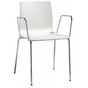 Židle ALICE s područkami - světle béžová/chrom