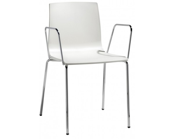 Židle ALICE s područkami - světle béžová/chrom