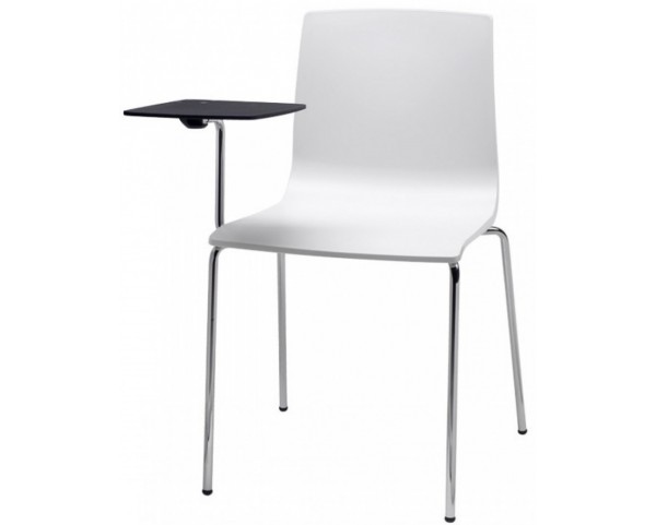 Židle ALICE s psacím stolkem - bílá/chrom