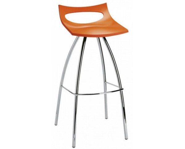 Nízka barová stolička DIABLITO - oranžová/chróm