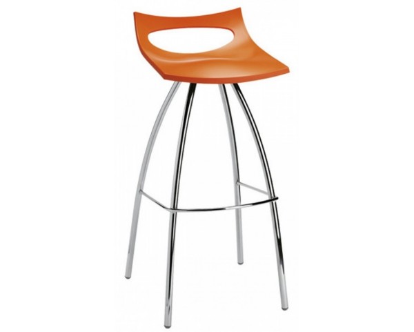 Vysoká barová stolička DIABLITO - oranžová/chróm