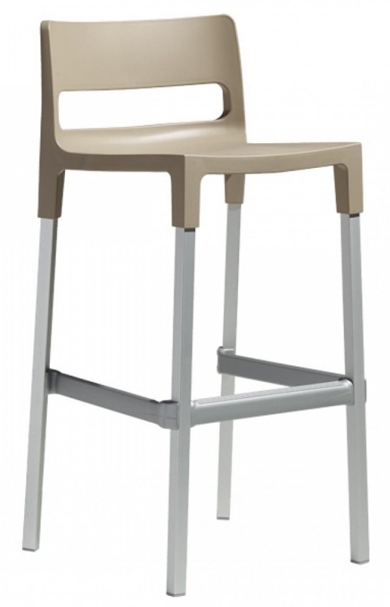Levně SCAB - Barová židle DIVO vysoká - béžová/hliník