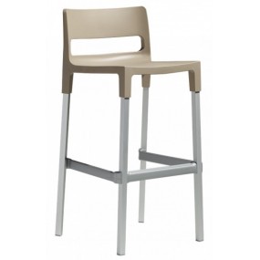 Barová židle DIVO vysoká - béžová/hliník