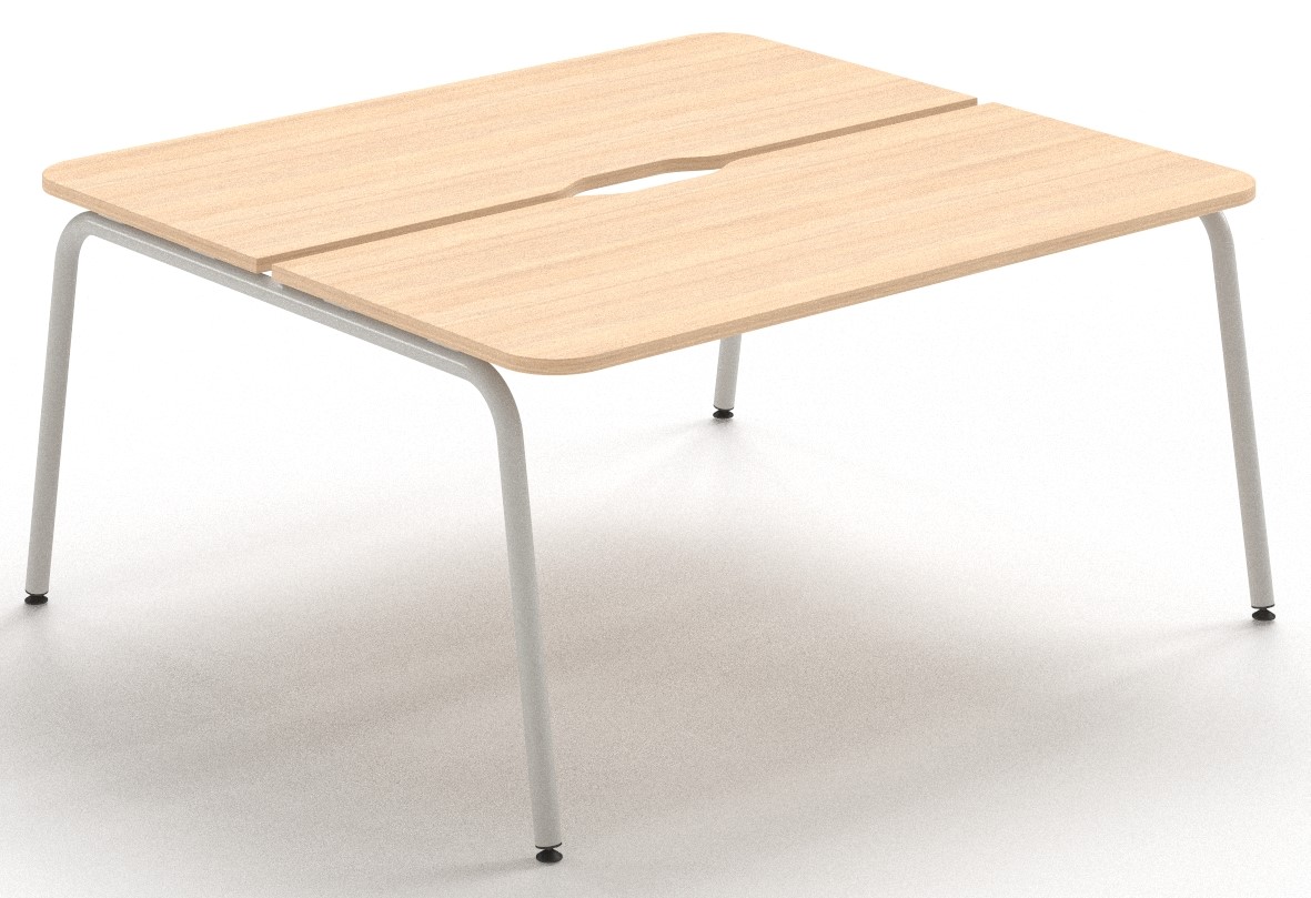 NARBUTAS - Dvoumístný pracovní stůl ROUND se zaoblenými rohy a posuvnou deskou - 160x144