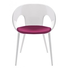 KRIZIA chair with lacquered wooden base upholstered
