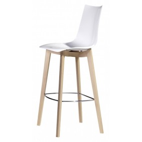 Barová židle ZEBRA ANTISHOCK NATURAL nízká - bílá/buk