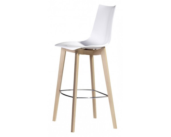 Barová stolička ZEBRA ANTISHOCK NATURAL nízka - biela/buk