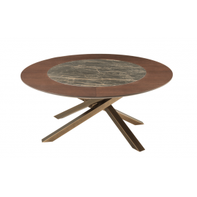 Stůl SHANGAI s kruhovou keramicko-dřevěnou deskou